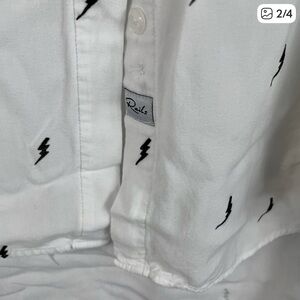 Two black and white shirts, plaid and lightening patterns